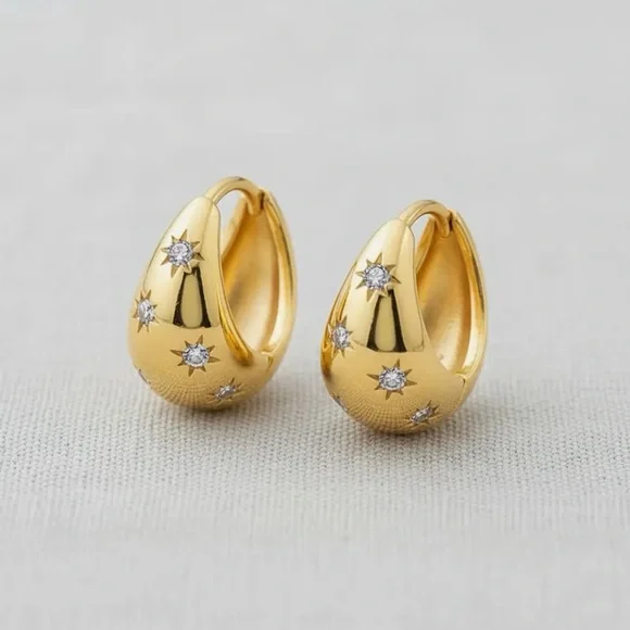 Gold Starburst Hoop Earrings (2709) - Picture 2 of 2